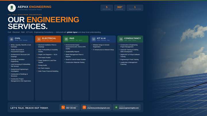 Aepax Engineering services overview flyer