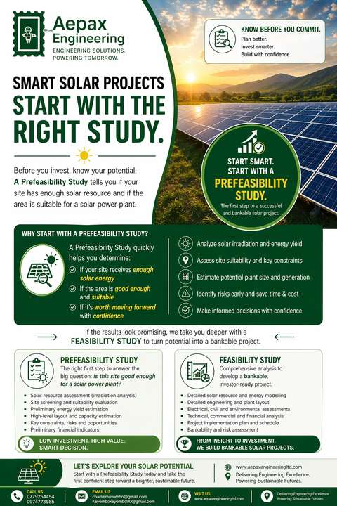 Aepax Engineering solar prefeasibility study flyer