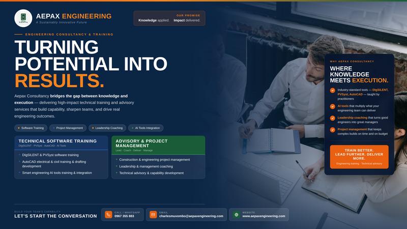 Aepax Engineering flyer: Engineering consultancy and training services