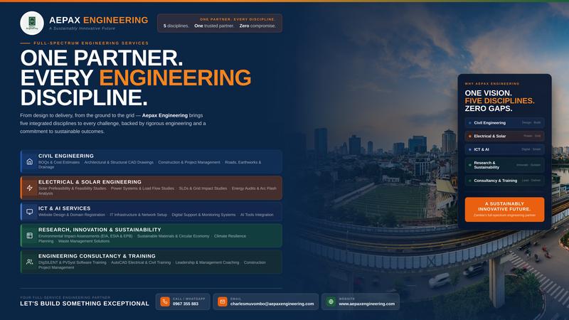 Aepax Engineering flyer: Full-spectrum engineering services