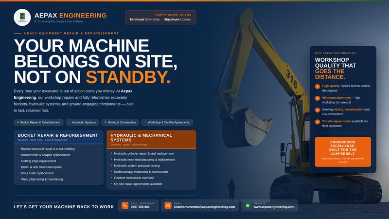 Aepax Engineering flyer: Heavy machinery repair and refurbishment services